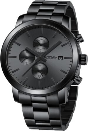 CRRJU Watches for Men Luxury Business Stainless Steel Waterp...