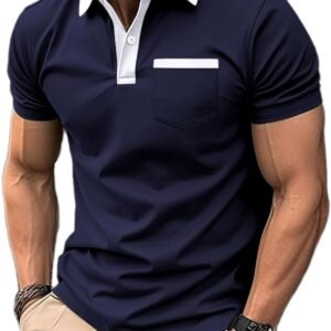 Mens Casual Polo Shirts Classic Short Sleeve Golf Shirt Fash...