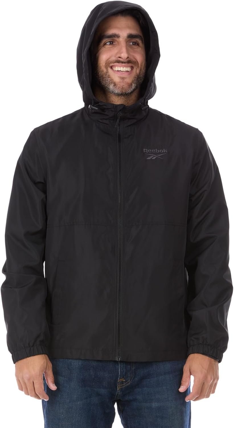 Reebok Rain Jacket Men with Hood, Windbreaker Men Lightweigh... - Image 3