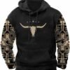 PORCLAY Mens Aztec Hoodie Western Cowboy Hooded Sweatshirt C...