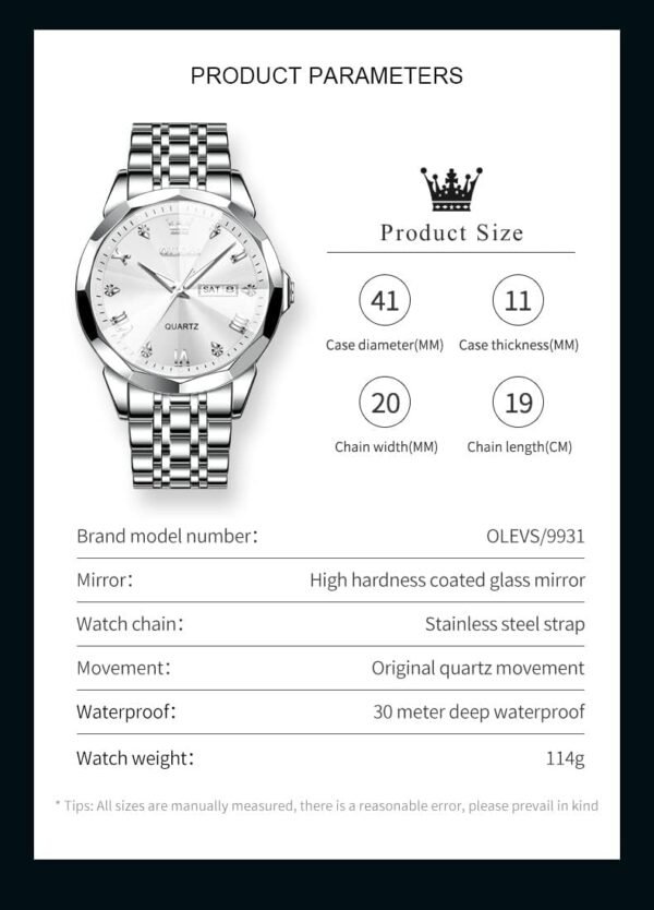 OLEVS Men Watches Business Dress Diamond Analog Quartz Date ...