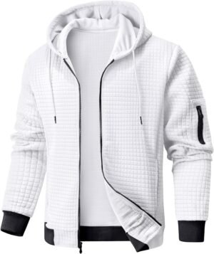 Mens Zip Up Hoodie Full-Zip Sweatshirt Lightweight Loose Fit...