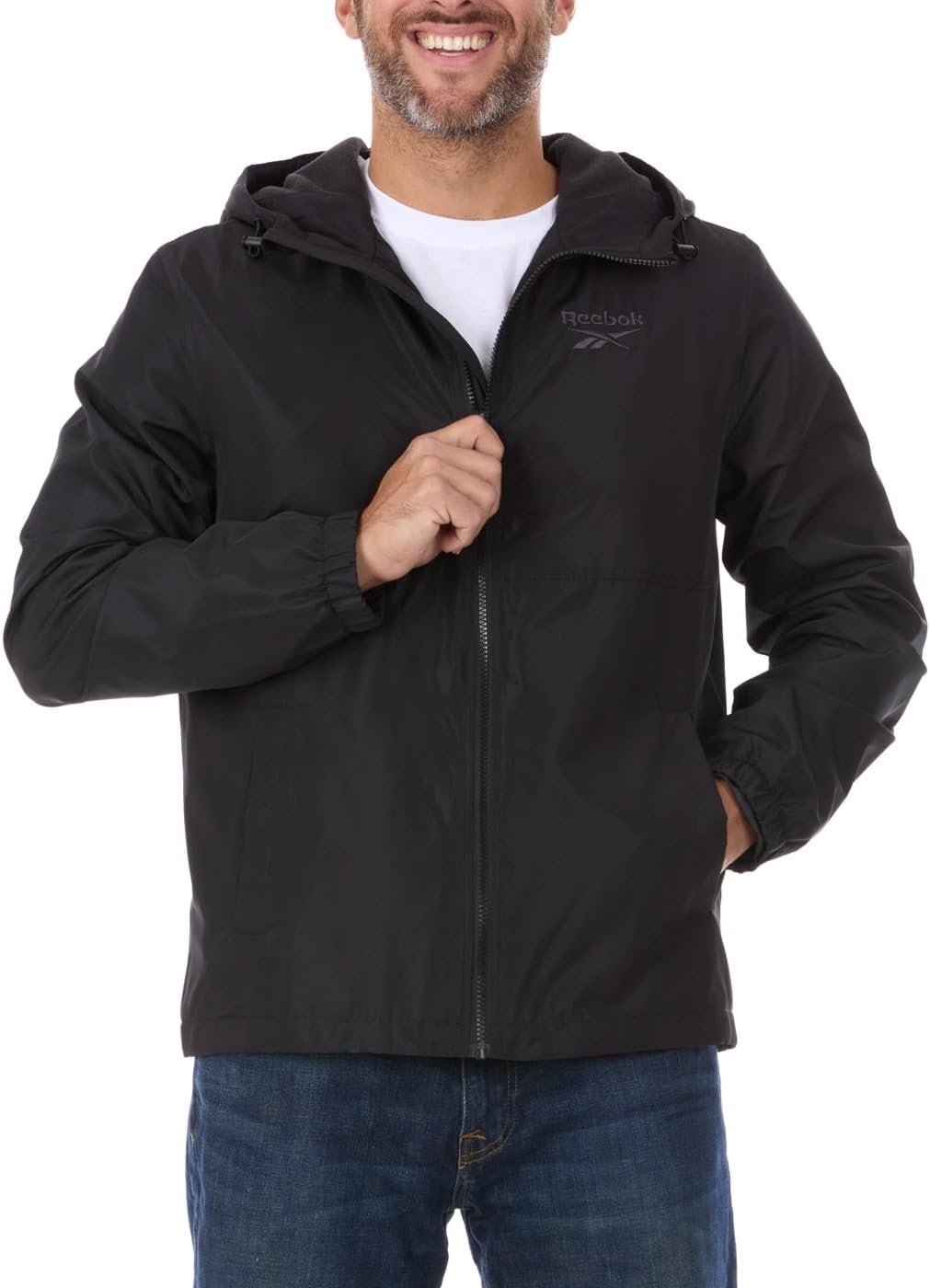 Reebok Rain Jacket Men with Hood, Windbreaker Men Lightweigh... - Image 2