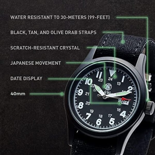 Smith & Wesson Men's Military Watch, 3 Interchangeable Canva...