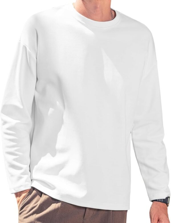Men's Striped Long Sleeved T-Shirt, Casual Round Neck Long S...