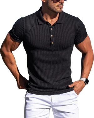 Muscle Polo Shirts for Men Slim Fit Short Sleeve Golf Shirts...