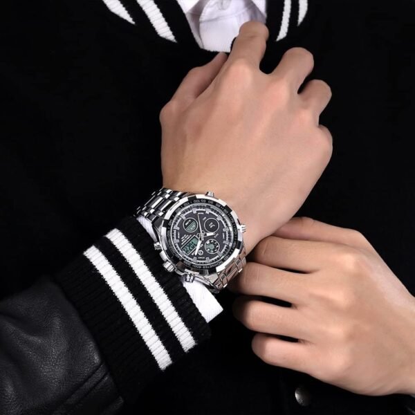 GOLDEN HOUR Luxury Stainless Steel Analog Digital Watches fo...