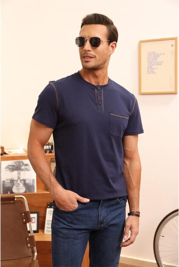 Aulemen Men's Henley Shirts Short Sleeve Casual Lightweight ...