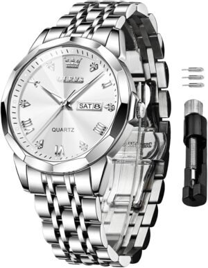 OLEVS Men Watches Business Dress Diamond Analog Quartz Date ...
