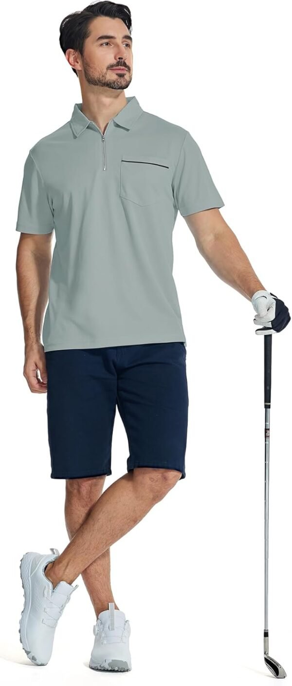 ZITY Mens Polo Shirts Quarter Zip Shirts Casual Classic Ligh...