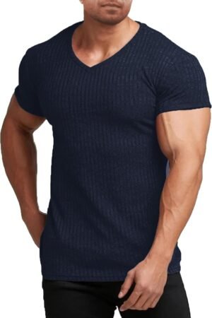 COOFANDY Men's Muscle T Shirts Stretch Short Sleeve V Neck B...
