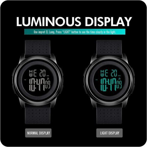 Mens Watch Ultra-Thin Digital Sports Watch Waterproof Stainl...