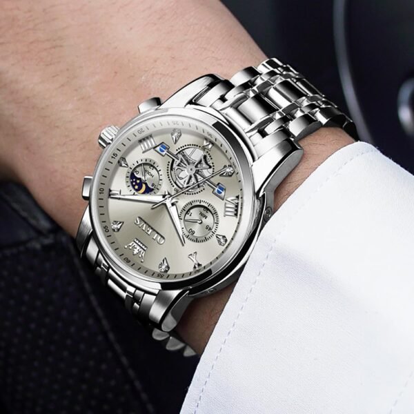 OLEVS Watch for Men Stainless Steel Chronograph Big Face Eas...