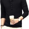 YTD Mens Casual Slim Fit Basic Henley Long Sleeve Fashion T-...