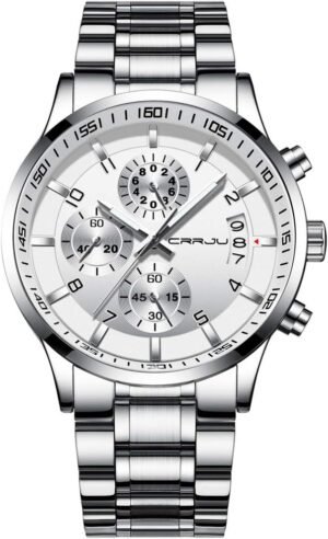 CRRJU Men's Fashion Stainless Steel Watches Date Waterproof ...