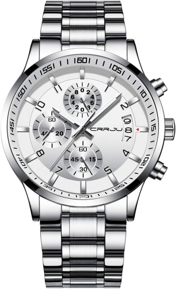 CRRJU Men's Fashion Stainless Steel Watches Date Waterproof ...