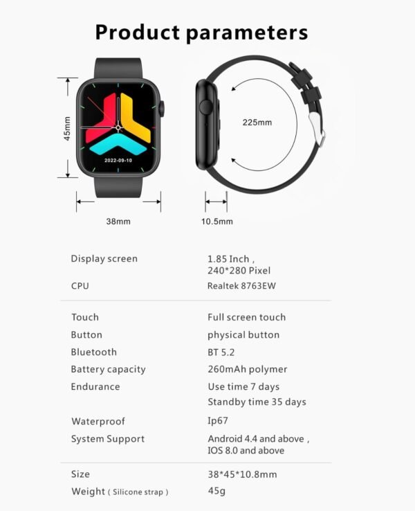 Smart Watch for Men/Women with Answer/Make Calls 1.85" Full ...