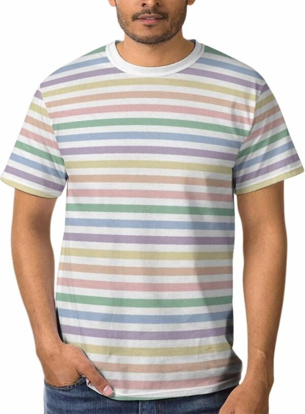 ZOCAVIA Men's Striped Crewneck T-Shirt Summer Casual Short S...