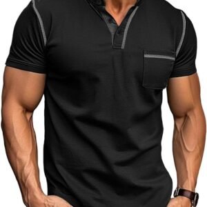 Men's Henley Shirt Lightweight Short Sleeve T-Shirt Casual S...
