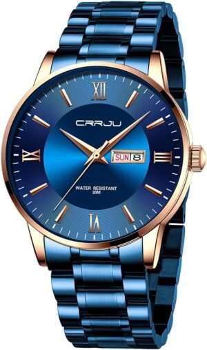 CRRJU Men's Fashion Luxury Stainless Steel Watches for Men B...