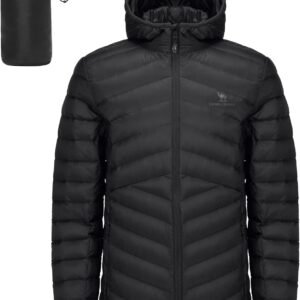 CAMEL CROWN Men's Packable Down Jacket Hooded Lightweight Pu...
