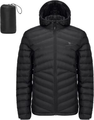 CAMEL CROWN Men's Packable Down Jacket Hooded Lightweight Pu...