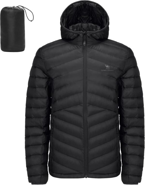 CAMEL CROWN Men's Packable Down Jacket Hooded Lightweight Pu...