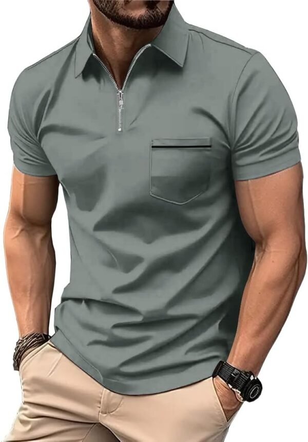 ZITY Mens Polo Shirts Quarter Zip Shirts Casual Classic Ligh...