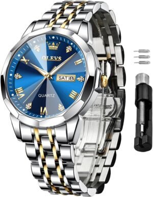 OLEVS Men Watches Business Dress Diamond Analog Quartz Date ...