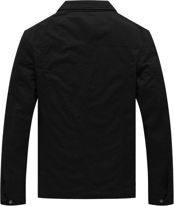 WenVen Men's Casual Canvas Cotton Military Lapel Jacket