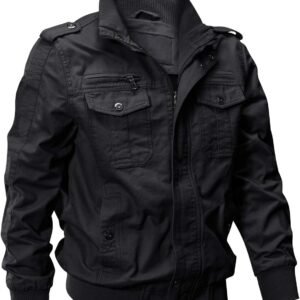 EKLENTSON Men's Cotton Lightweight Multi Pockets Zip Front S...