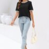 MEROKEETY Women's 2025 Short Sleeve Striped Color Block T Sh...