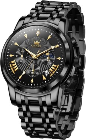 OLEVS Men's Luxury Watch Waterproof Luminous Easy Read Chron...