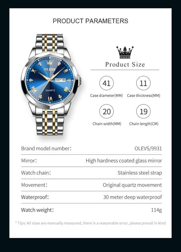 OLEVS Men Watches Business Dress Diamond Analog Quartz Date ...