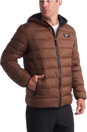 Reebok Men's Jacket – Lightweight Hooded Quilted Puffer Coat...