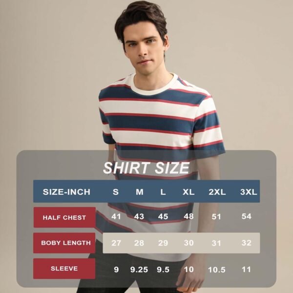 Men's Fashion Casual Cotton Loose Fit Crewneck Classic Strip...