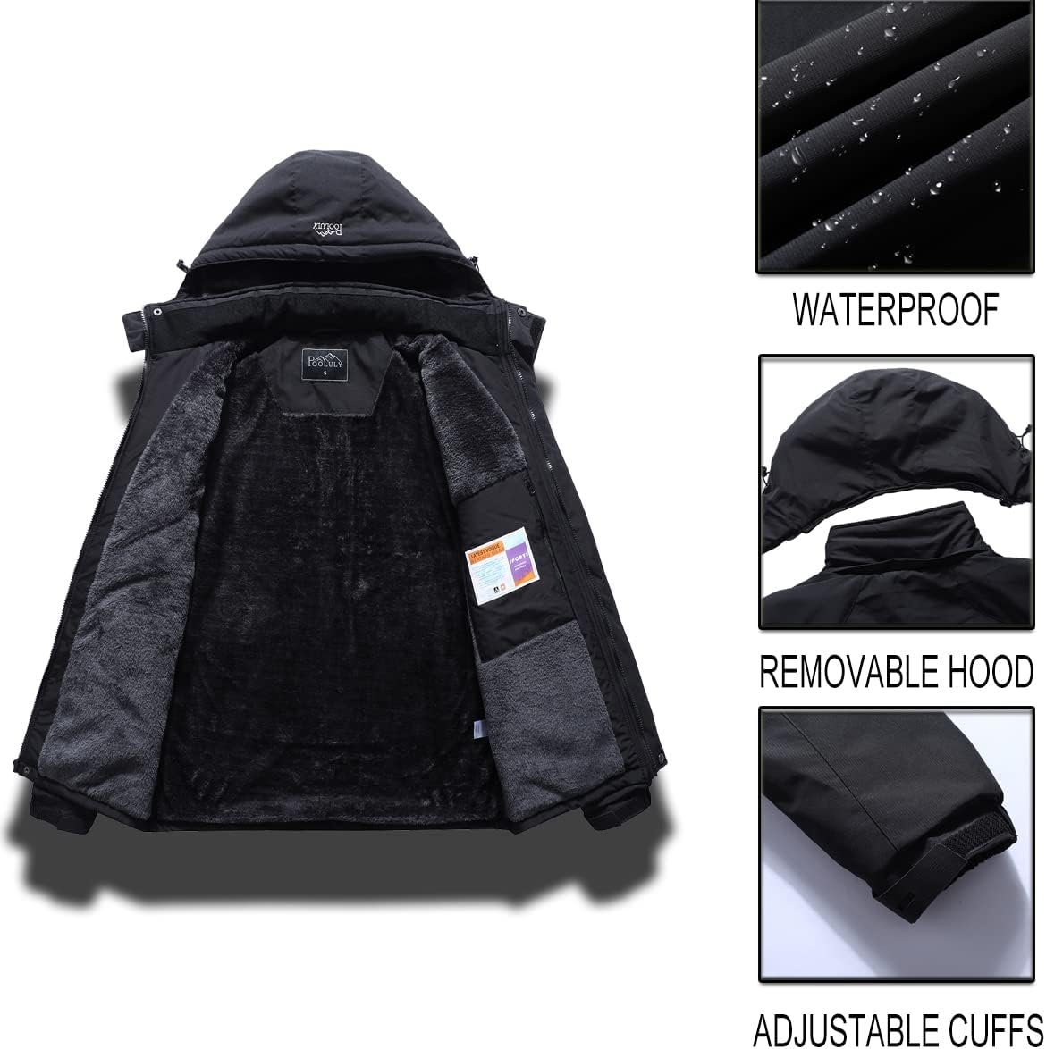 Pooluly Men's Ski Jacket Warm Winter Waterproof Windbreaker ... - Image 6