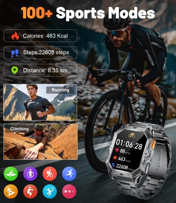 LIGE Military Smart Watches for Men(Answer/Make Calls),100-D...
