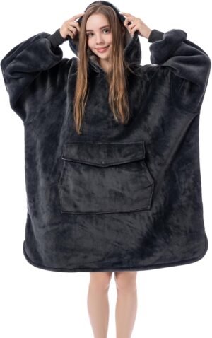Krifey Wearable Blanket Hoodie, Oversized Sherpa Hooded as B...