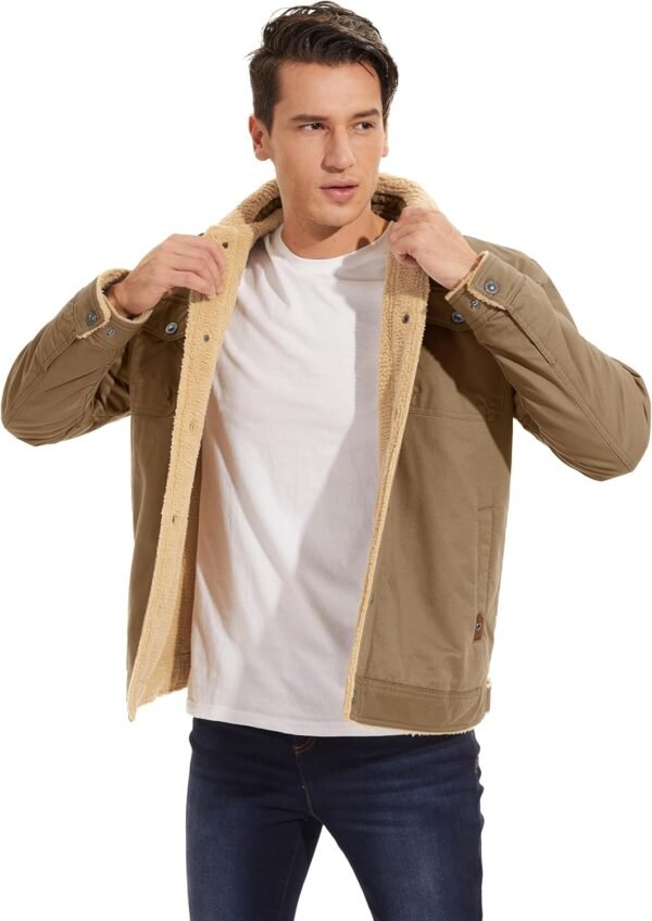MAGCOMSEN Men's Winter Jacket Lined Sherpa Jacket Warm Truck...