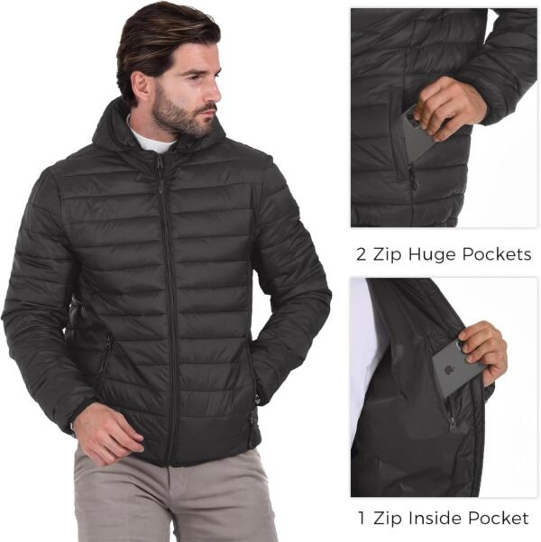 Men's Puffer Jacket Hooded Lightweight Full Zip Warm Coats W...