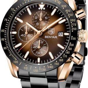 BENYAR Mens Watches Quartz Movement Chronograph Leather Stra...