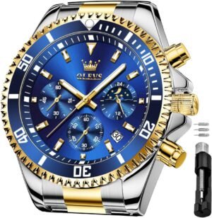 OLEVS Men's Waterproof Watches Stainless Steel Waterproof Ch...