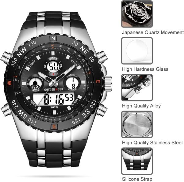 GOLDEN HOUR Luxury Military Sports Men's Watches Large Size ...