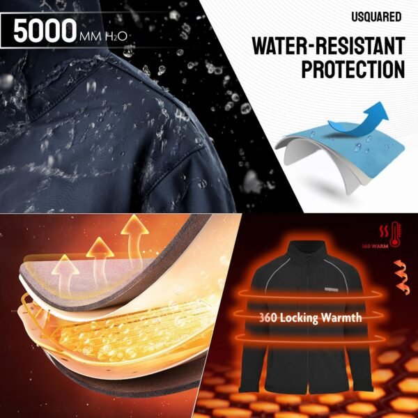 Mens softshell jacket, Insulated windbreaker Fleece Lined Ra...