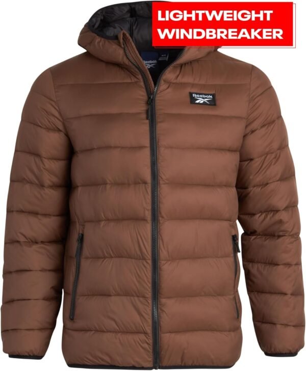 Reebok Men's Jacket – Lightweight Hooded Quilted Puffer Coat...