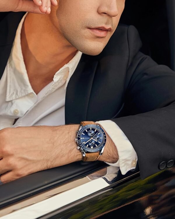 Watches for Men Leather Band Chronograph Mens Watches 30M Wa...