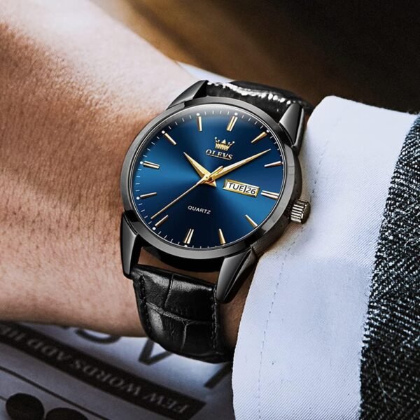 OLEVS Amazon Watches,Brown Leather Watch for Men,Men Day Dat...