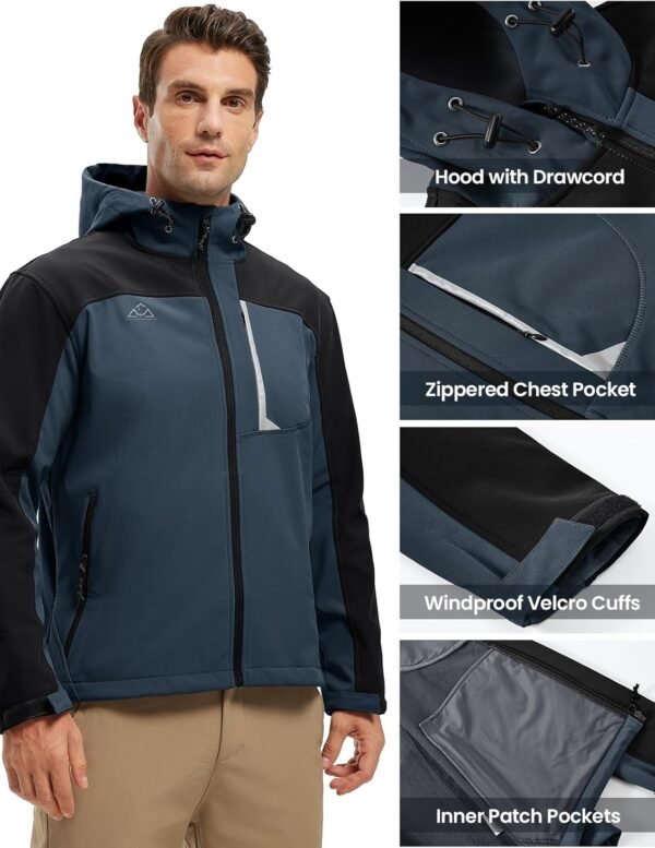 BGOWATU Men's Lightweight Fleece Lined Hooded Softshell Wint...