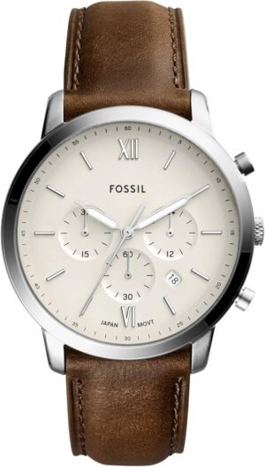 Fossil Men's Neutra Quartz Stainless Steel and Leather Chron...